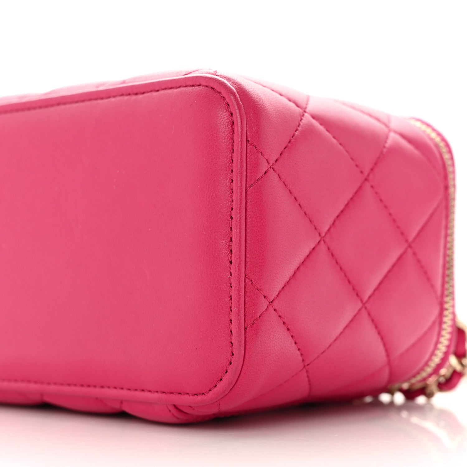 Chanel Lambskin Quilted Small Top Handle Vanity Case With Chain Dark Pink 10 of 14