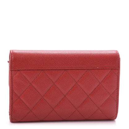 Chanel Grained Calfskin Quilted CC Box Flap Wallet Red 3 of 10