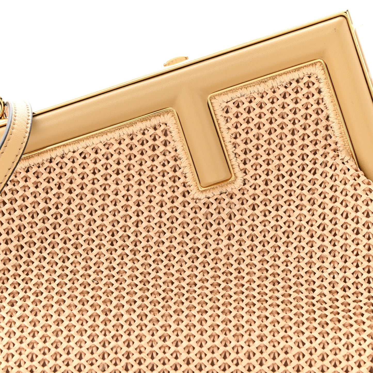 Raffia Nappa Macrame Small Fendi First Natural Sahara