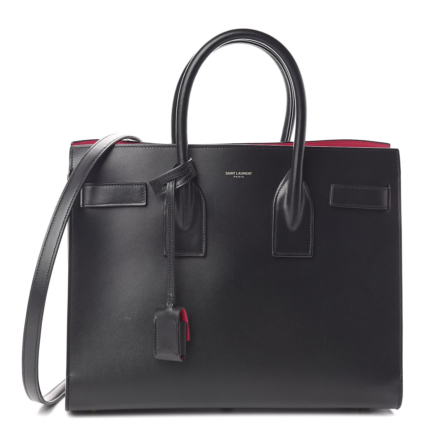 Saint Laurent Calfskin Small Sac De Jour Black Fuchsia 1 of 8