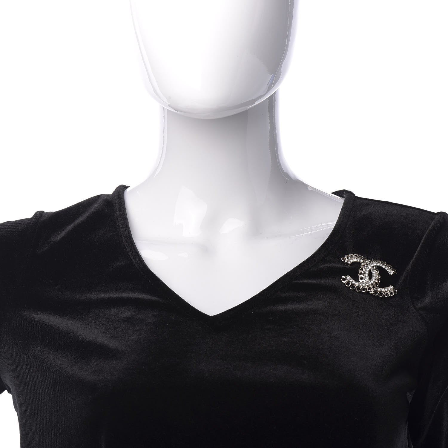 Chanel Crystal Chain CC Brooch Gold 2 of 4