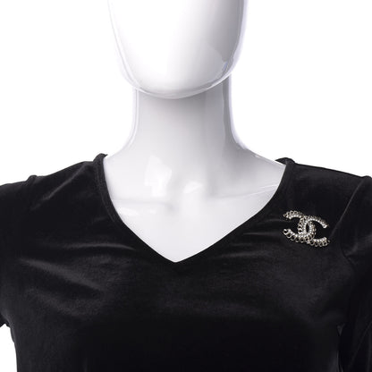 Chanel Crystal Chain CC Brooch Gold 2 of 4