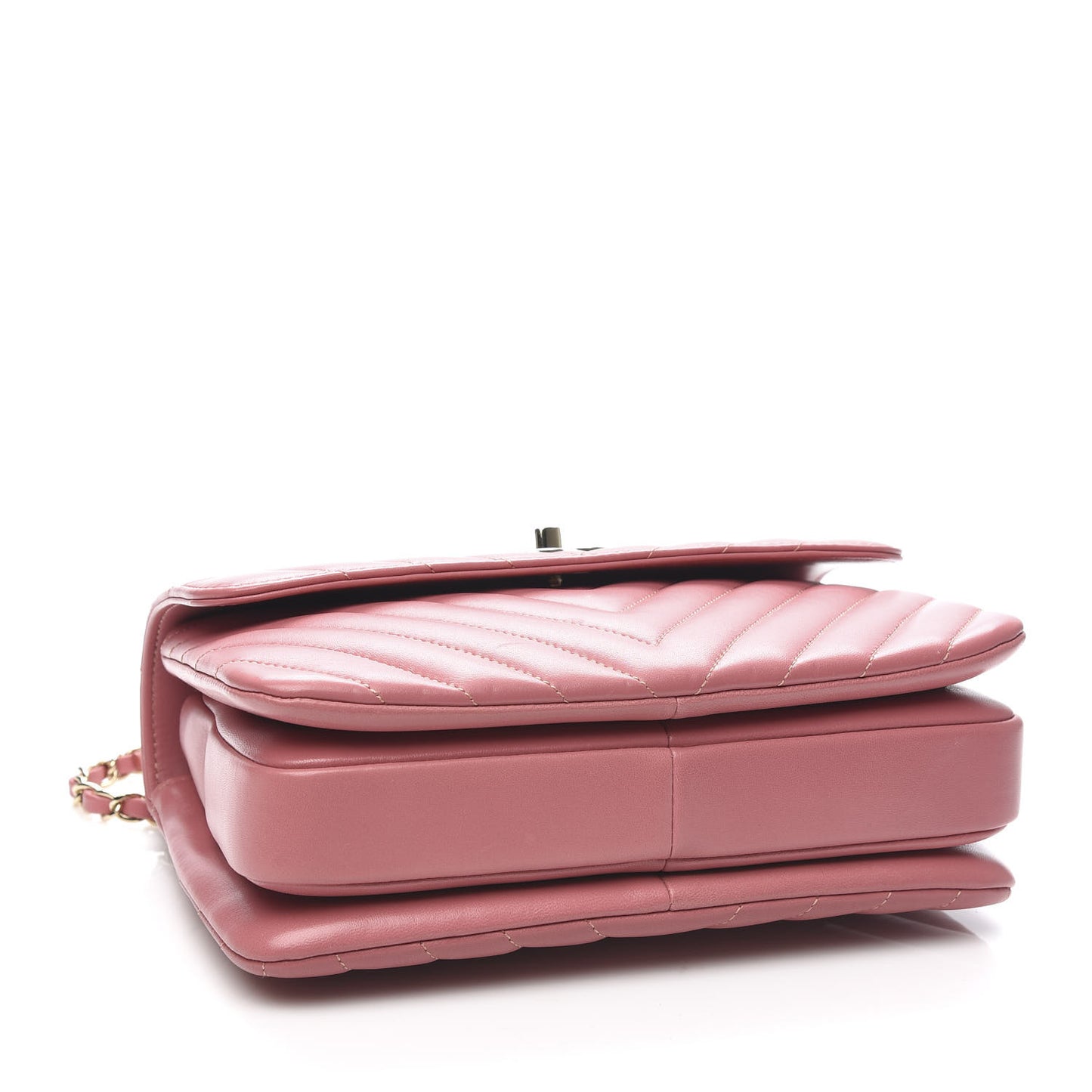 Lambskin Chevron Quilted Small Trendy CC Dual Handle Flap Bag Light Pink