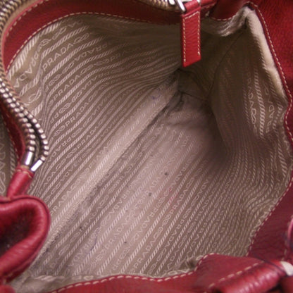 Prada Leather Tote Shoulder Bag Purse Red 9 of 14