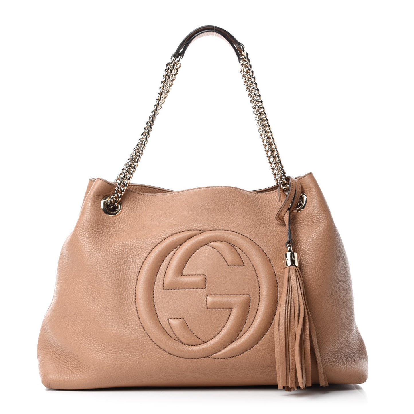 Pebbled Calfskin Medium Soho Chain Shoulder Bag Rose Beige
