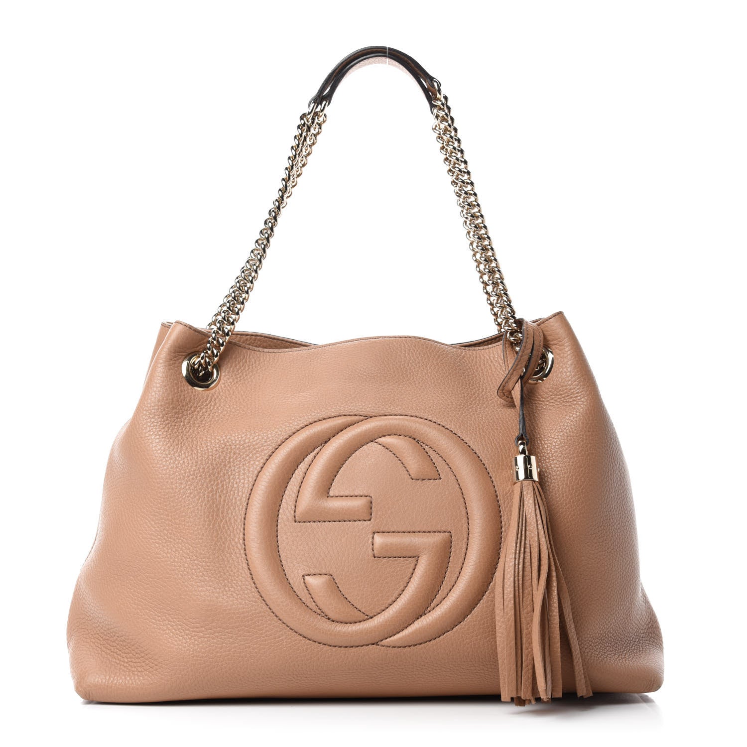 Gucci Pebbled Calfskin Medium Soho Chain Shoulder Bag Rose Beige 1 of 12
