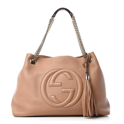 Gucci Pebbled Calfskin Medium Soho Chain Shoulder Bag Rose Beige 1 of 12