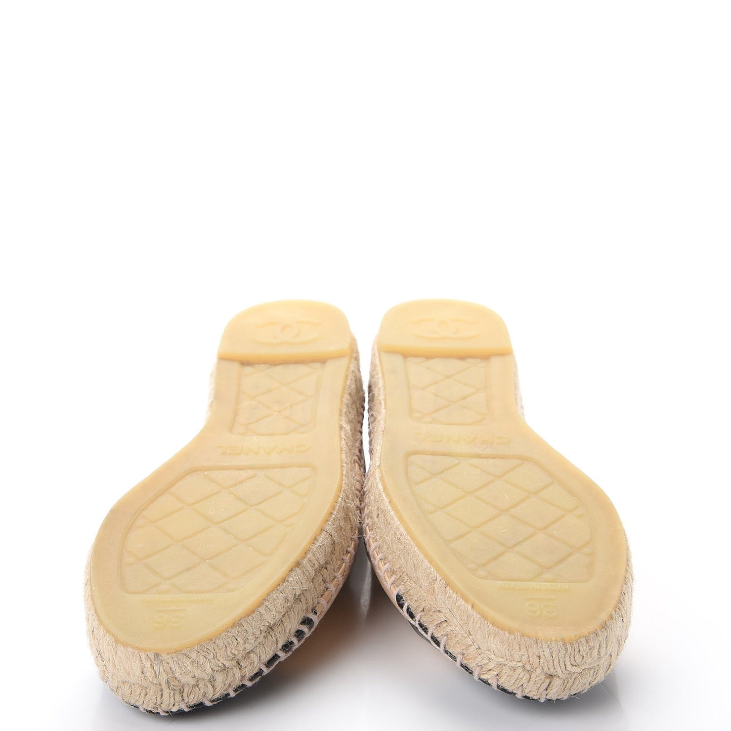 Lambskin CC Espadrilles 36 Beige Black