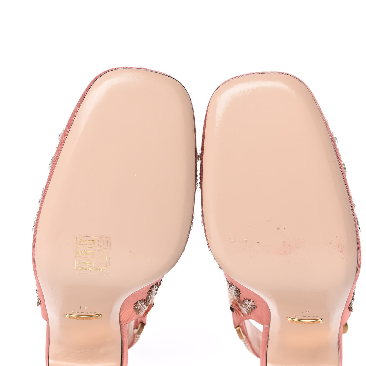 Gucci Moire Fabric Eyes Crystal Square G Madelyn Slingbacks 41 New Blush 6 of 10