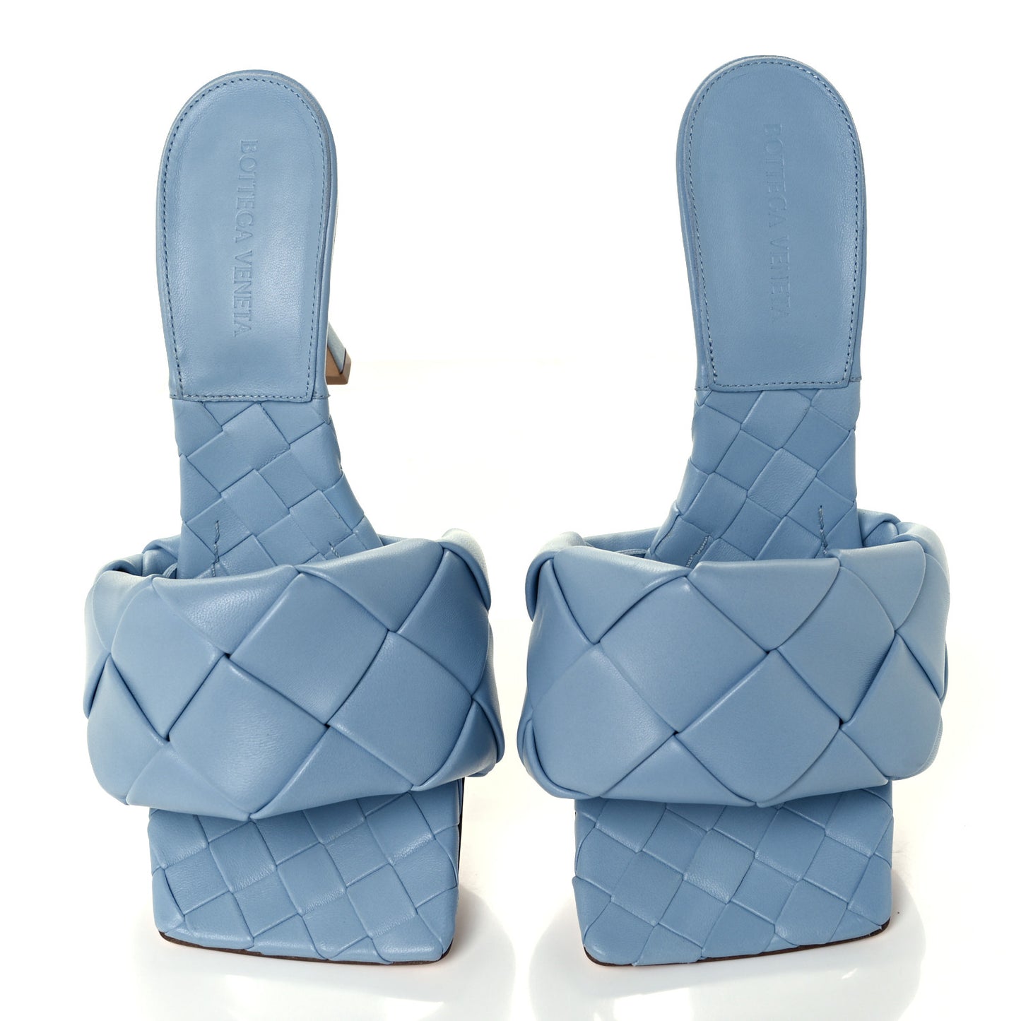 Nappa Maxi Intrecciato Lido Mule Sandals 40 Ice