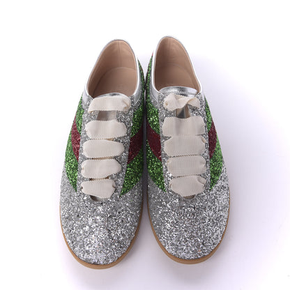 Gucci Glitter Fabric Web Mens Falacer Sneakers 8 Silver 6 of 11