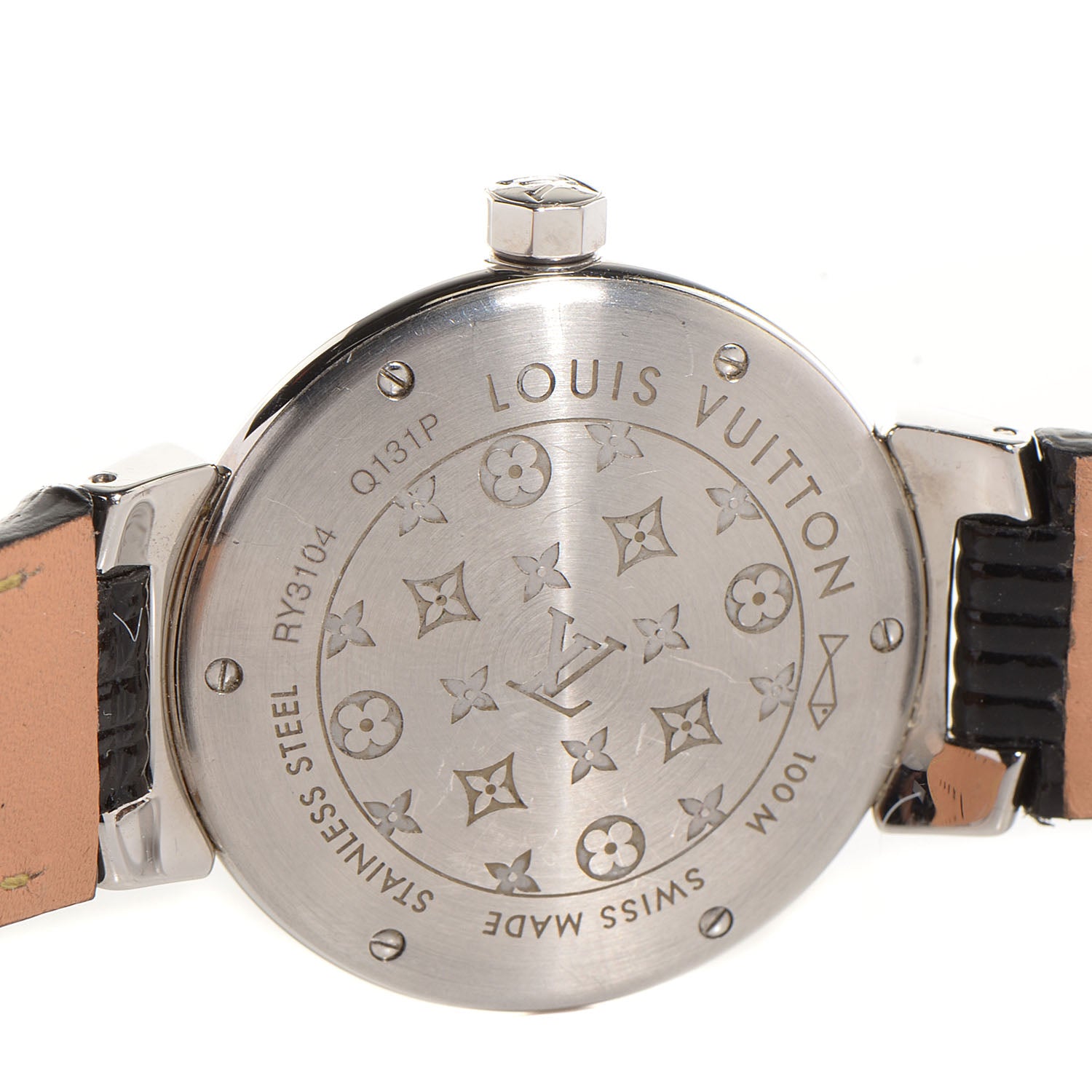 Louis Vuitton Stainless Steel Epi Diamond 34mm Tambour Forever Quartz Watch Champagne 4 of 7