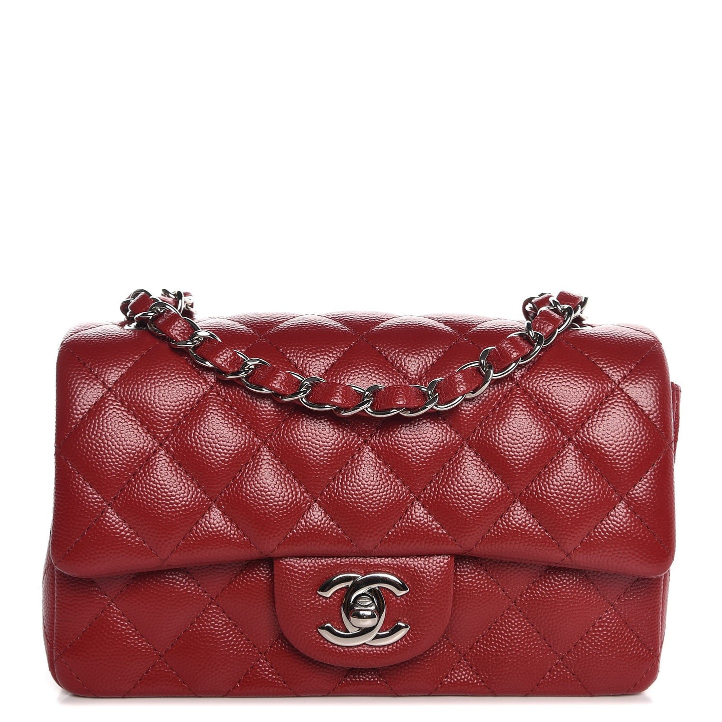 Caviar Quilted Mini Rectangular Flap Red