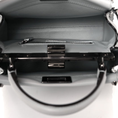 Fendi Vitello Seta Shiny Nappa Scalloped Studded Mini Peekaboo Iconic Satchel Grigio Perla 4 of 8