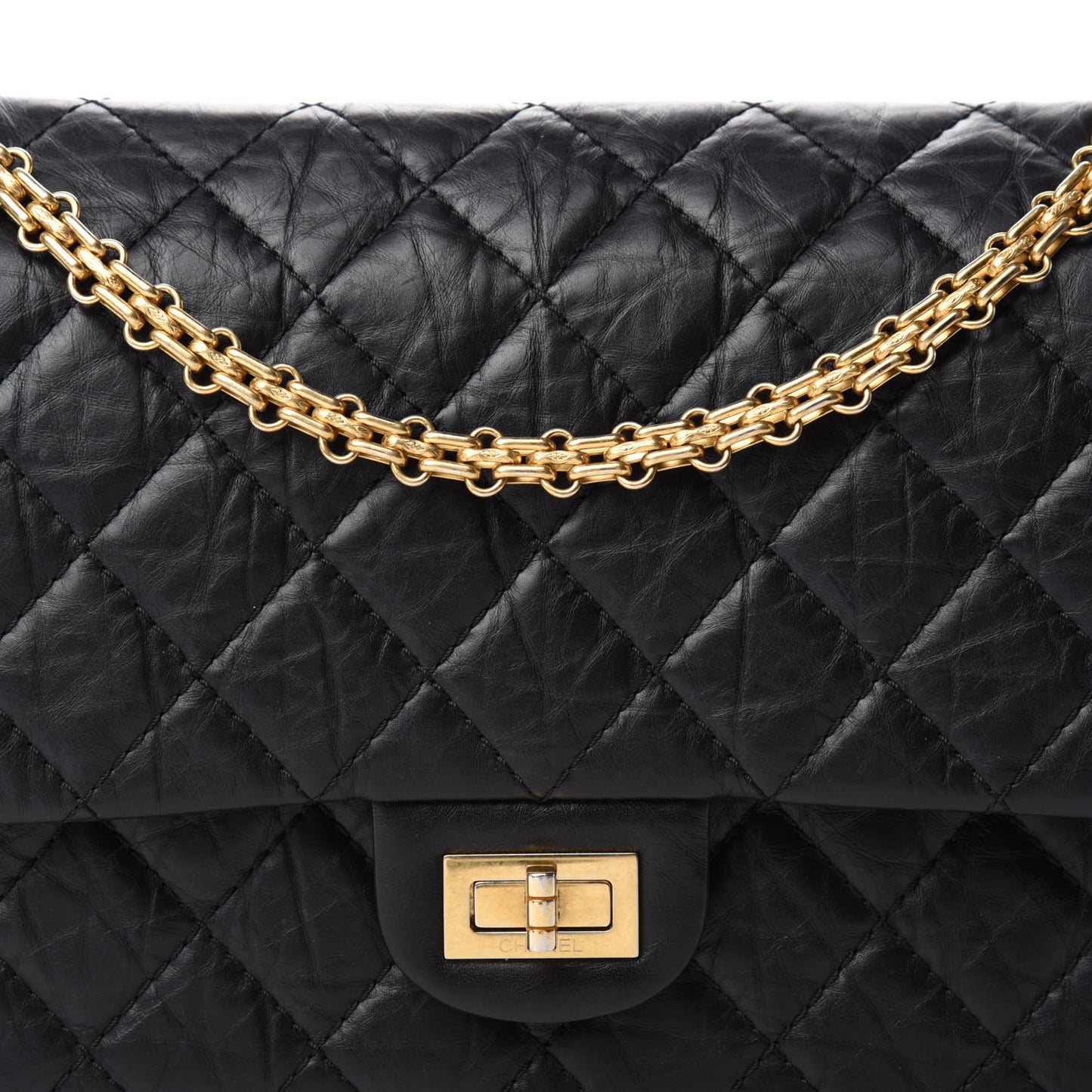 Aged Calfskin Quilted 2.55 Reissue 226 Flap Black
