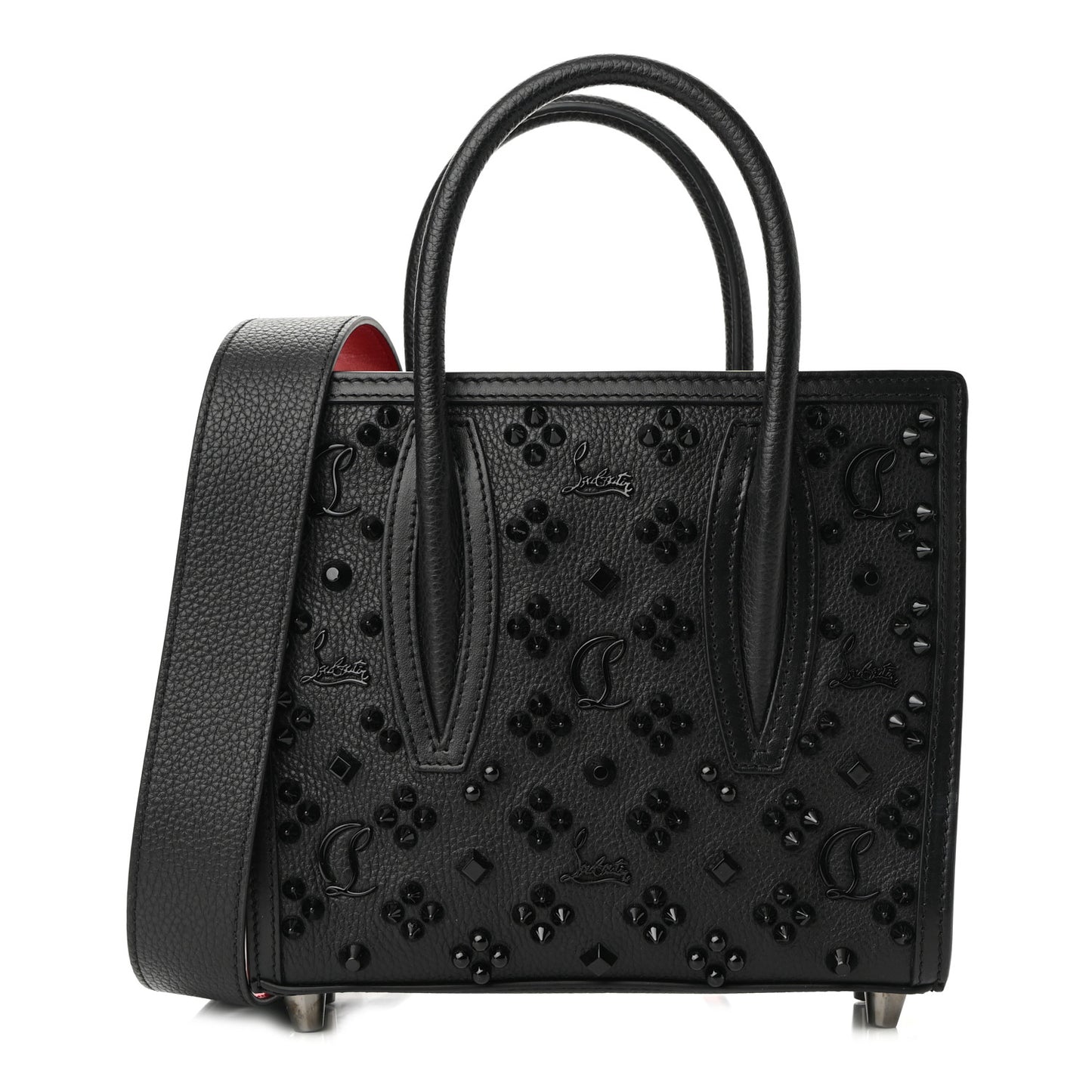 Calfskin Spikes Loubinthesky Mini Paloma Black