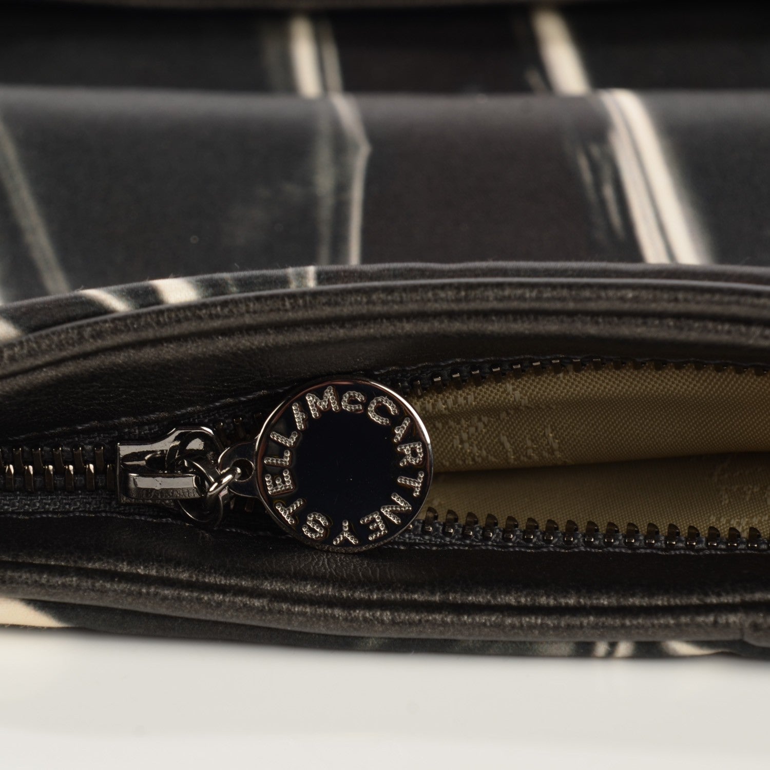 Stella McCartney Satin Foil Print Fold Over Falabella Clutch Black 6 of 7