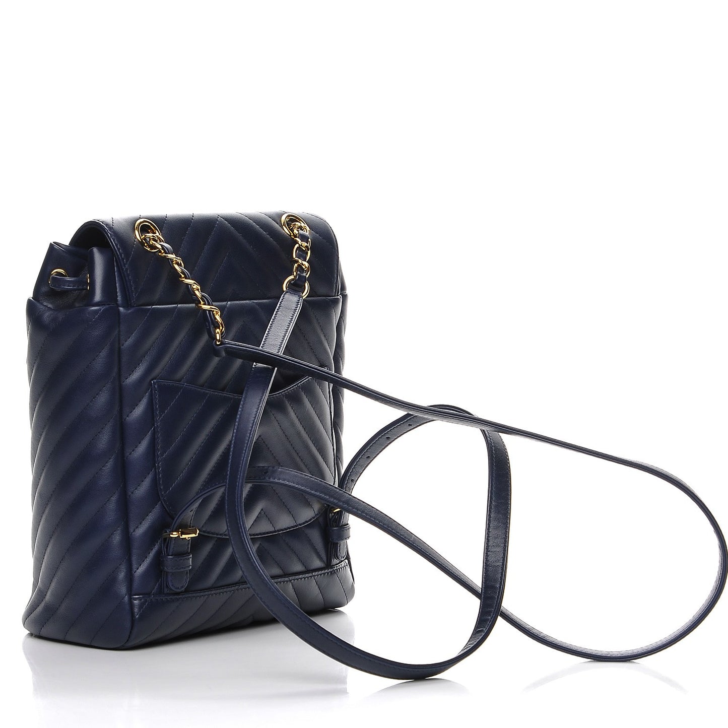 Calfskin Chevron Quilted Small Urban Spirit Backpack Navy