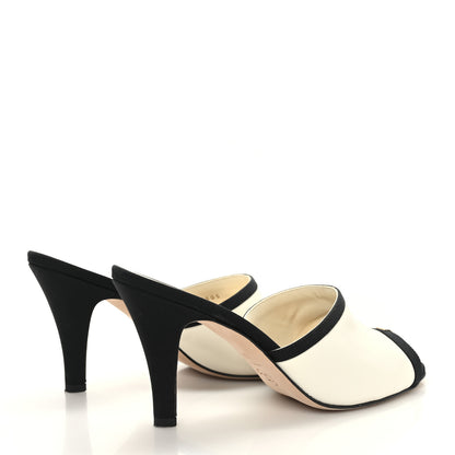 Chanel Lambskin Grosgrain CC Mules 36.5 Ivory Black 4 of 8