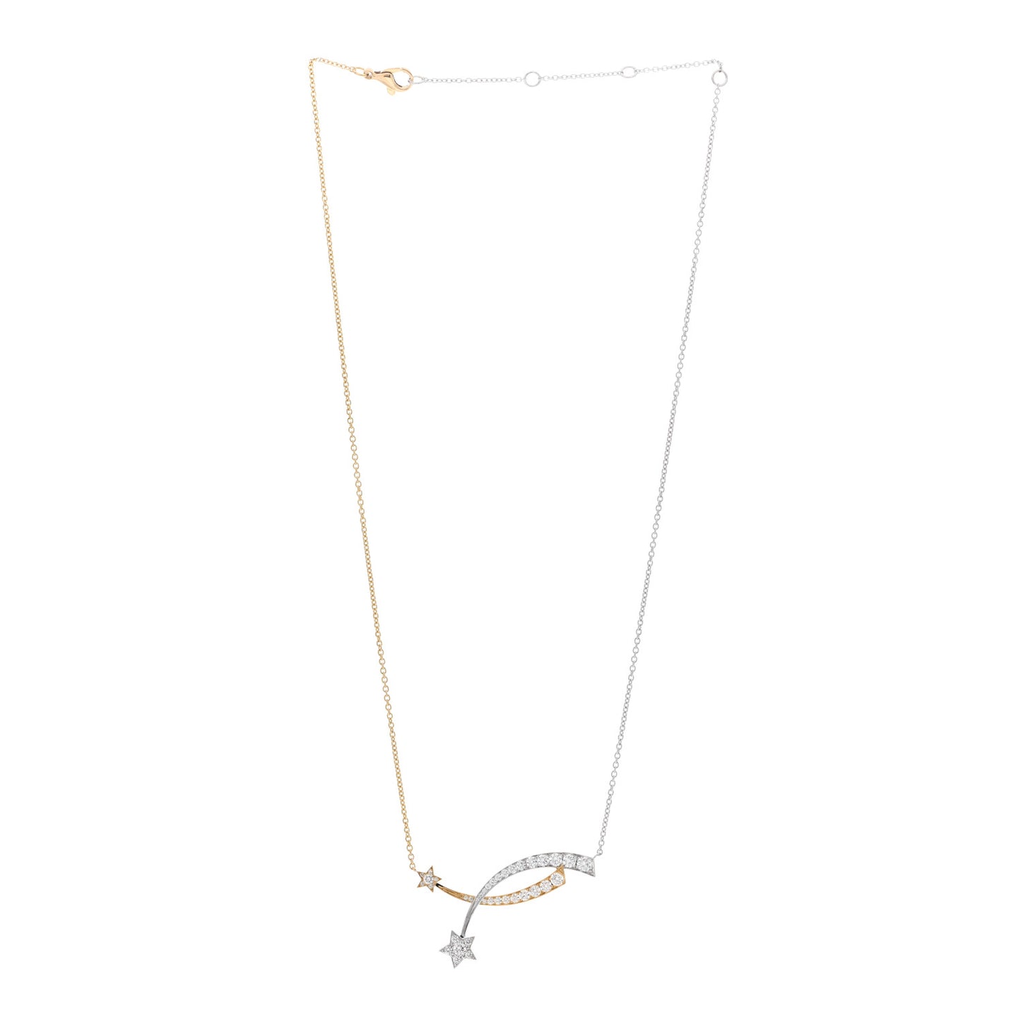 18K White Yellow Gold Diamond Etoile Filante Necklace