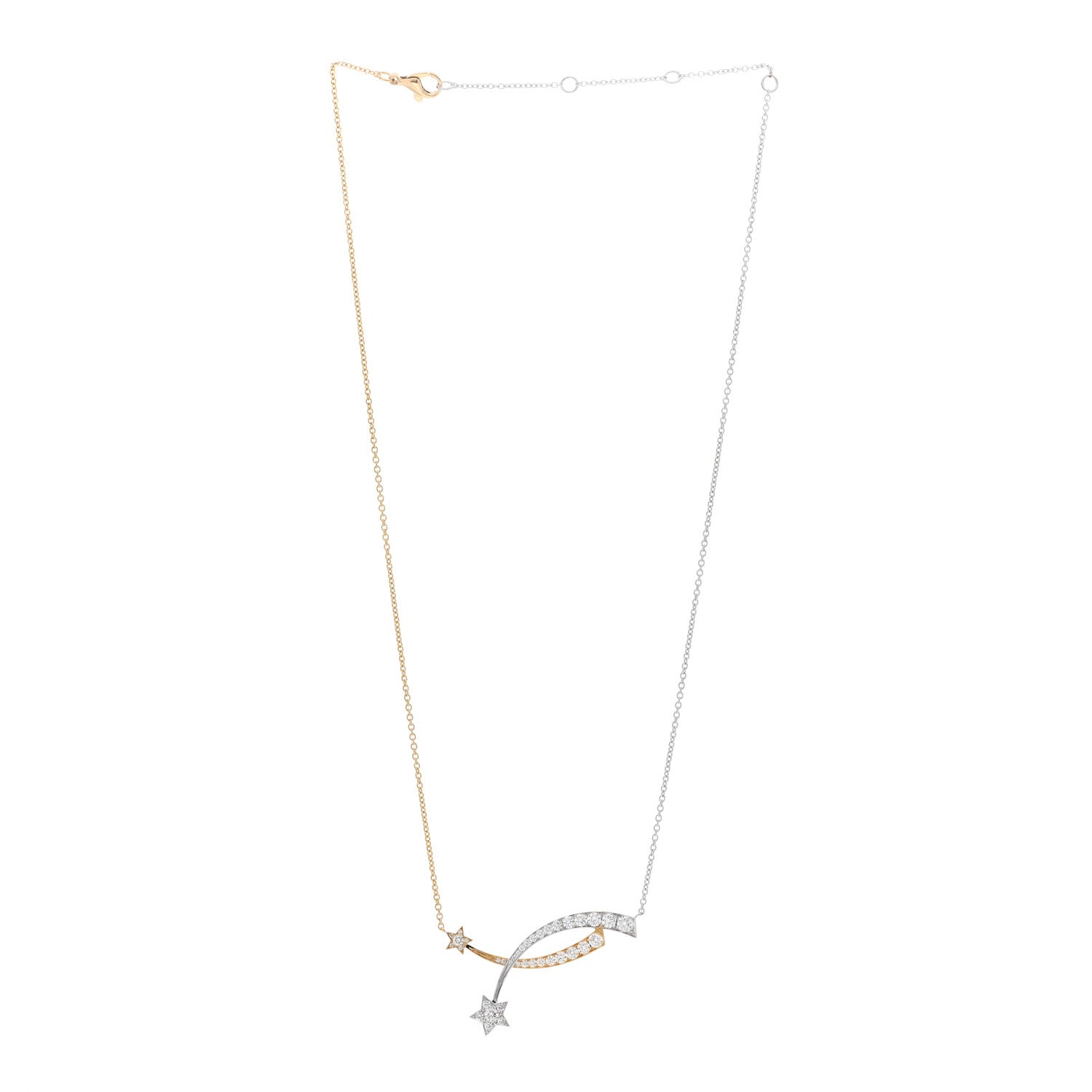 Chanel 18K White Yellow Gold Diamond Etoile Filante Necklace 3 of 4