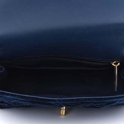 Chanel Velvet Camellia Embossed Mini Square Flap Blue 4 of 4
