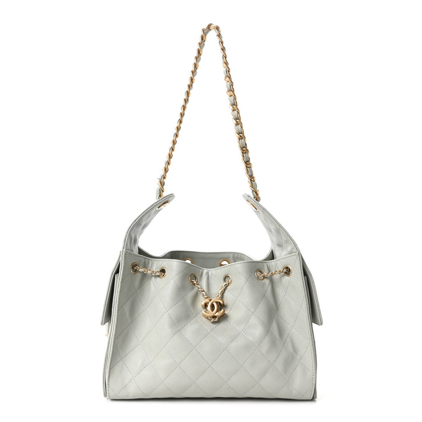 Caviar Quilted Small Chanel 25 Handbag Light Green