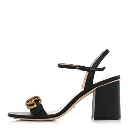 Gucci Lifford Calfskin GG Marmont Ankle Wrap 75mm Sandals 37 Black 1 of 13