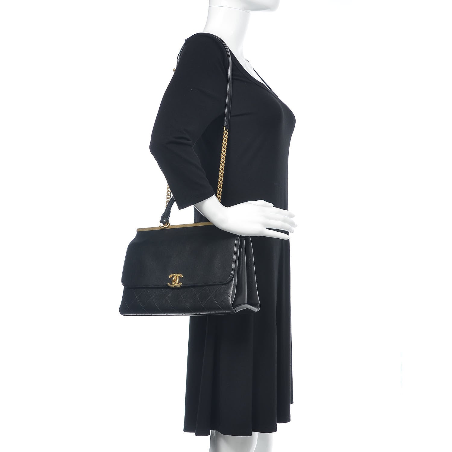Chanel Lambskin Stitched Medium Coco Luxe Handle Flap Black 2 of 14