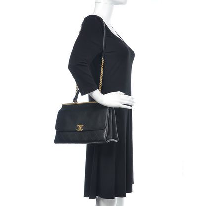Chanel Lambskin Stitched Medium Coco Luxe Handle Flap Black 2 of 14