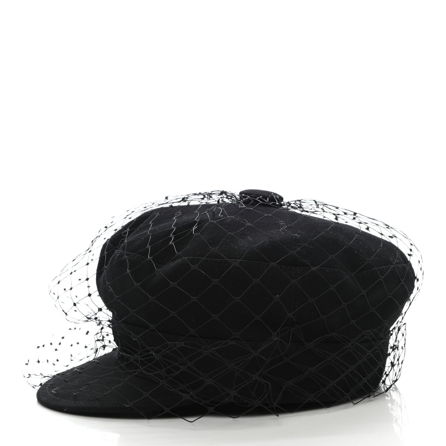 Christian Dior Cotton Canvas Arty Cap with Veil 58 Black 4 of 8
