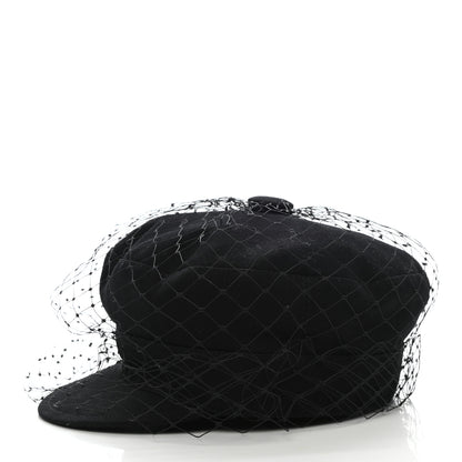 Christian Dior Cotton Canvas Arty Cap with Veil 58 Black 4 of 8