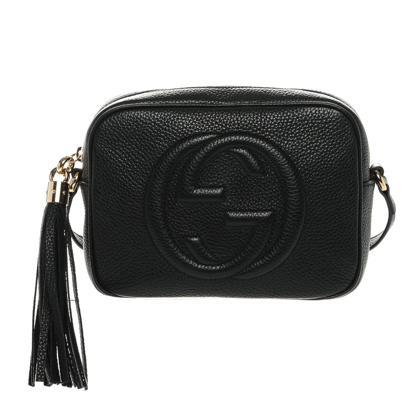 Pebbled Calfskin Small Soho Disco Bag Black