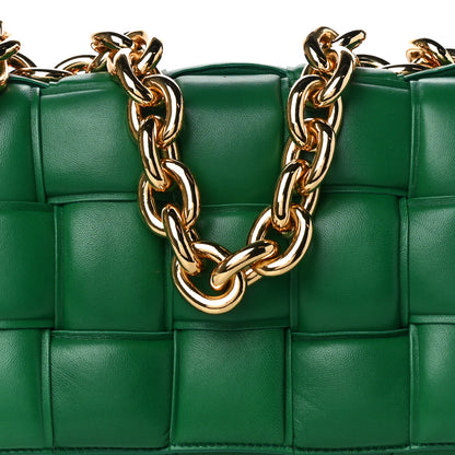 Bottega Veneta Lambskin Maxi Intreccio Padded Chain Cassette Crossbody Bag Racing Green 7 of 10