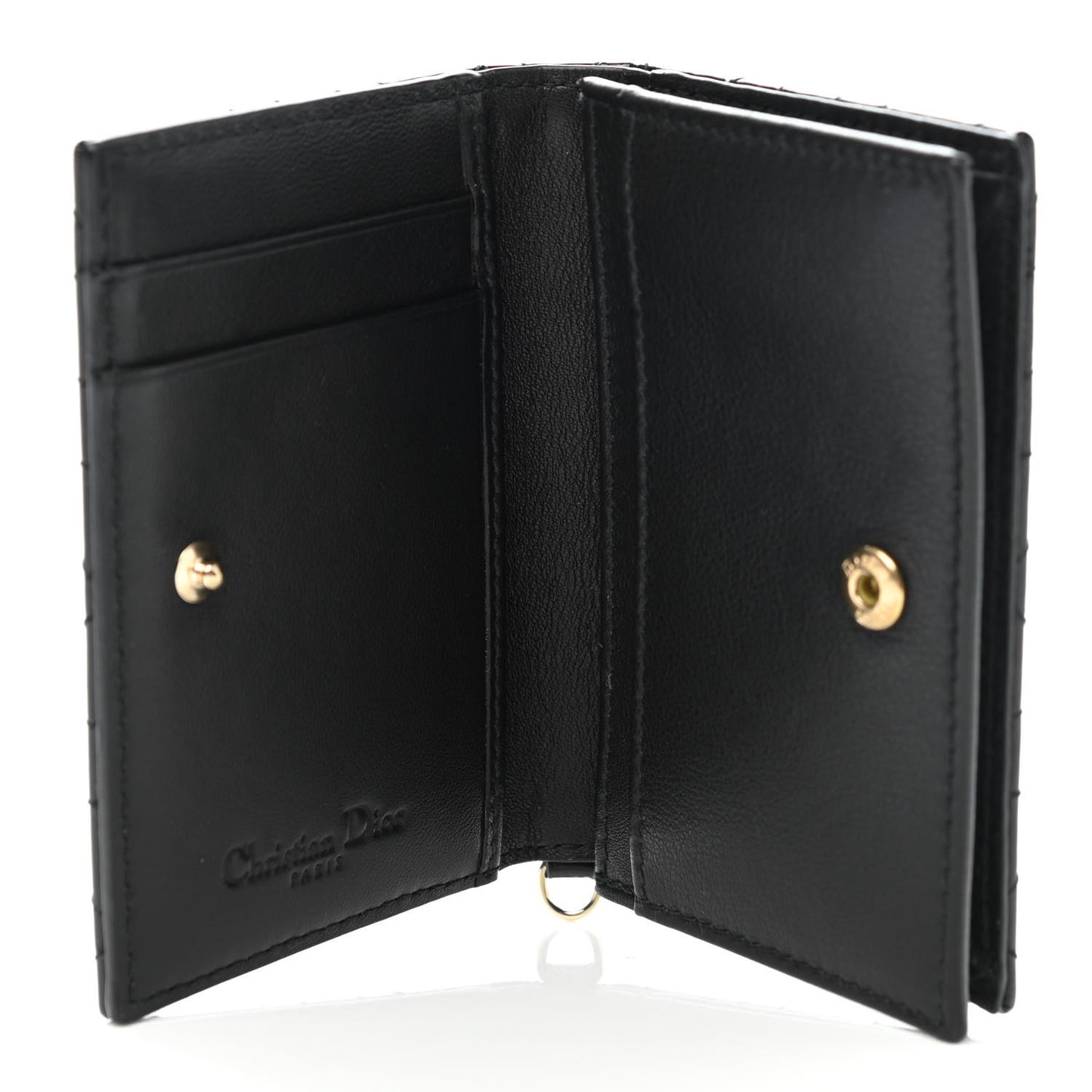 Patent Cannage Small Lady Dior Flap Card Holder Black
