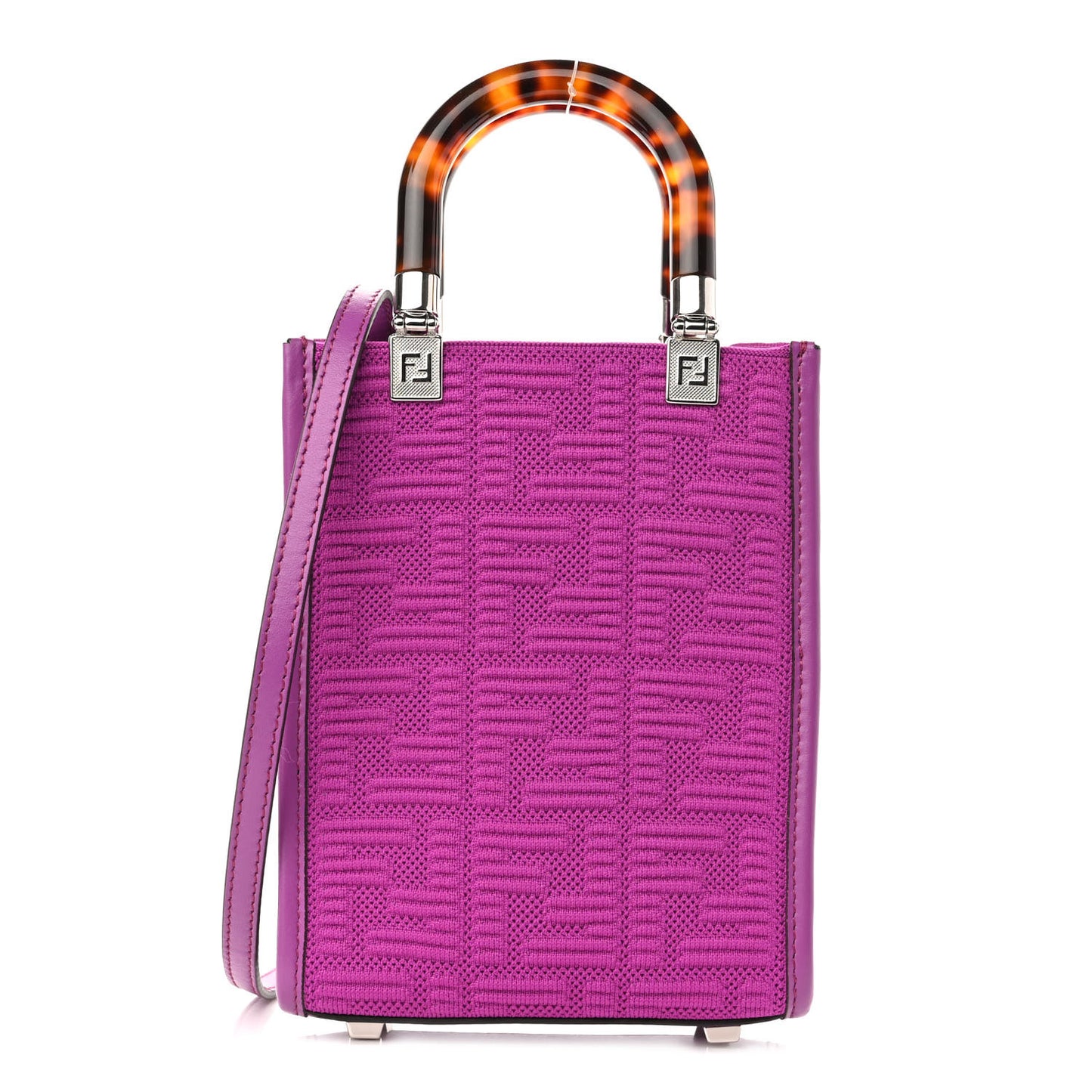 Technical Fabric Vitello Ceylon Plexiglass FF Mini Fendi Sunshine Shopper Tote Bouganville