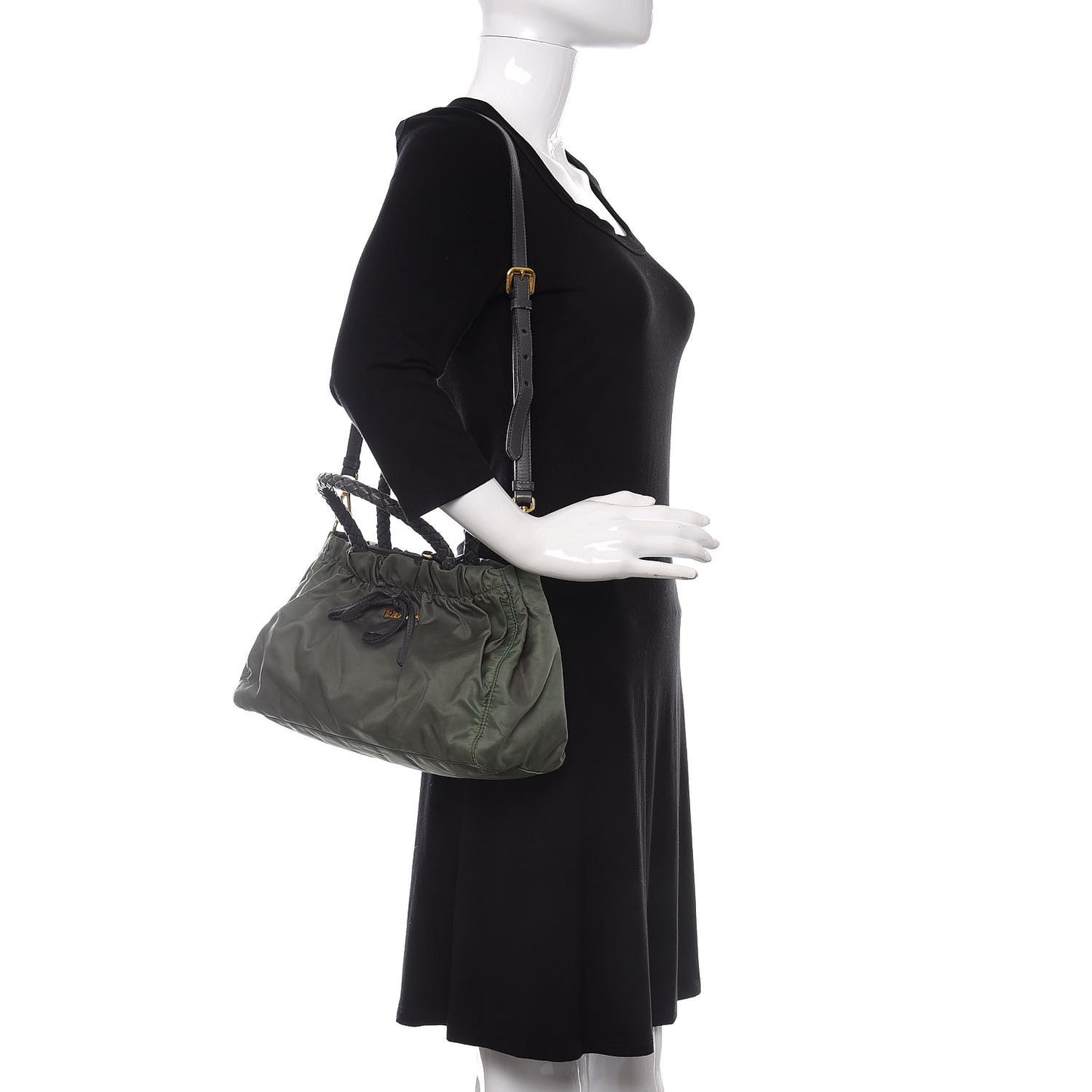 Tessuto Nylon Bow Shoulder Bag Green