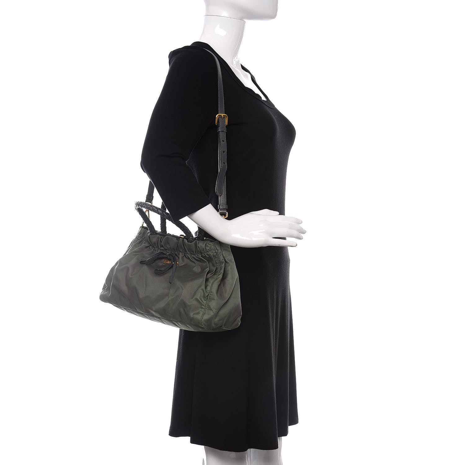 Prada Tessuto Nylon Bow Shoulder Bag Green 2 of 16