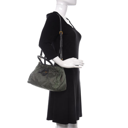 Prada Tessuto Nylon Bow Shoulder Bag Green 2 of 16