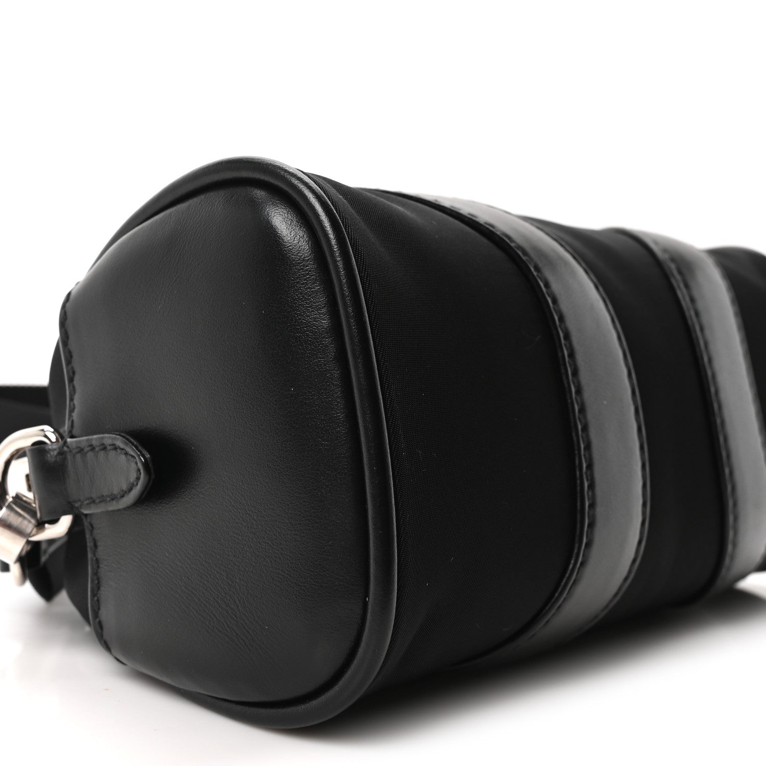 Prada Nylon Soft Calfskin Bowling Crossbody Bag Black 8 of 9