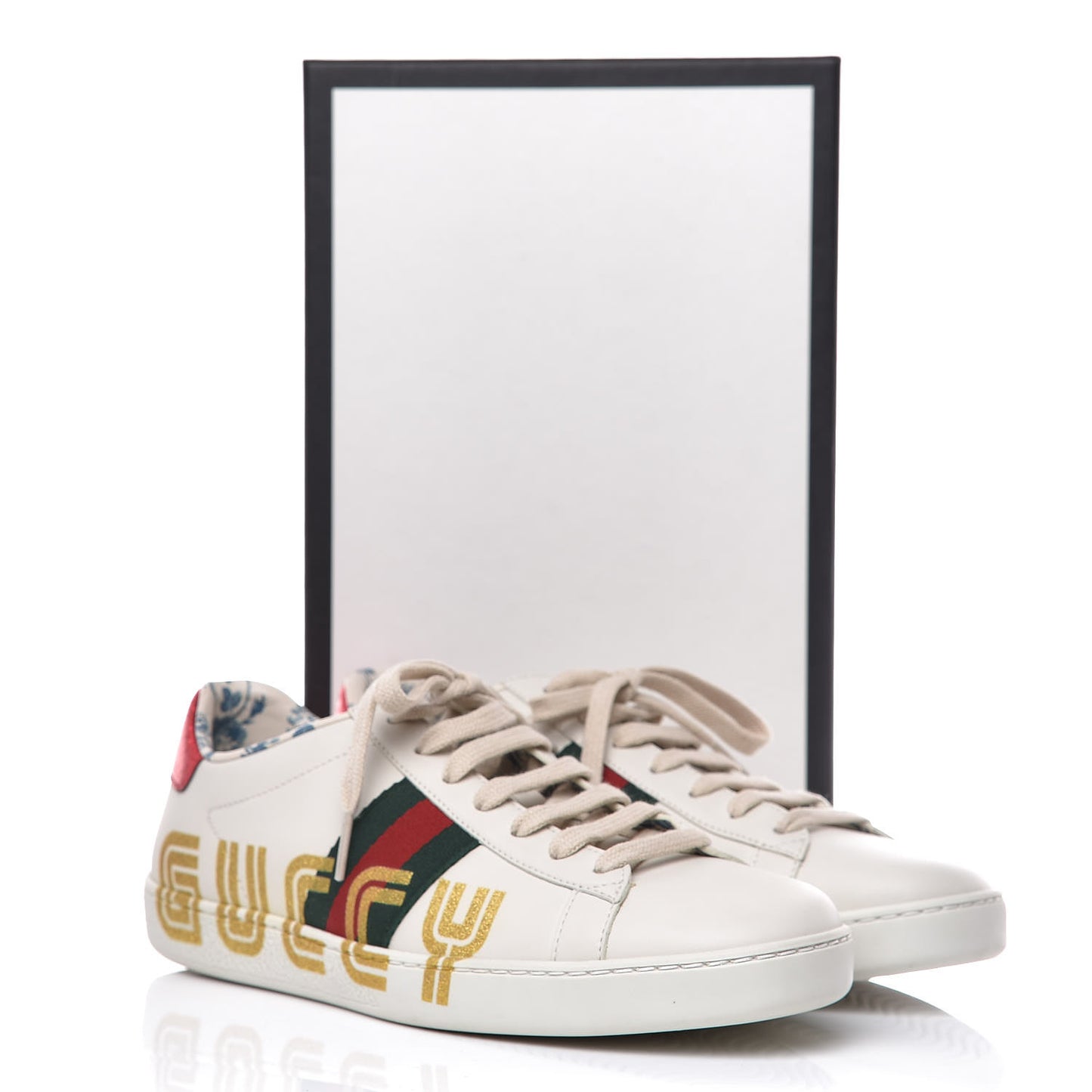 X SEGA Calfskin Ayers Web Guccy Womens Ace Sneakers 39 White