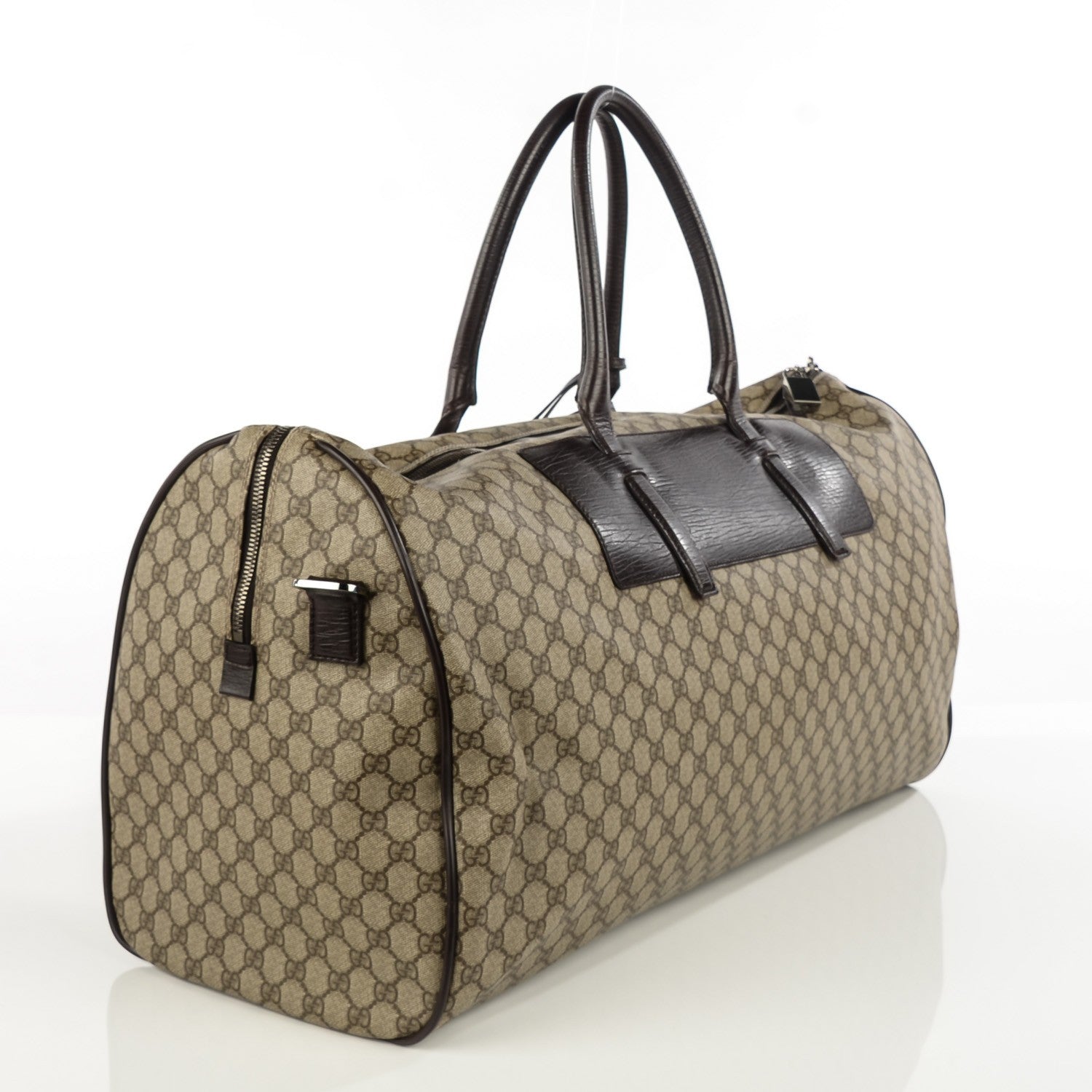 Gucci Coated Canvas Monogram Large Carry On Duffle Bag Brown 3 of 8