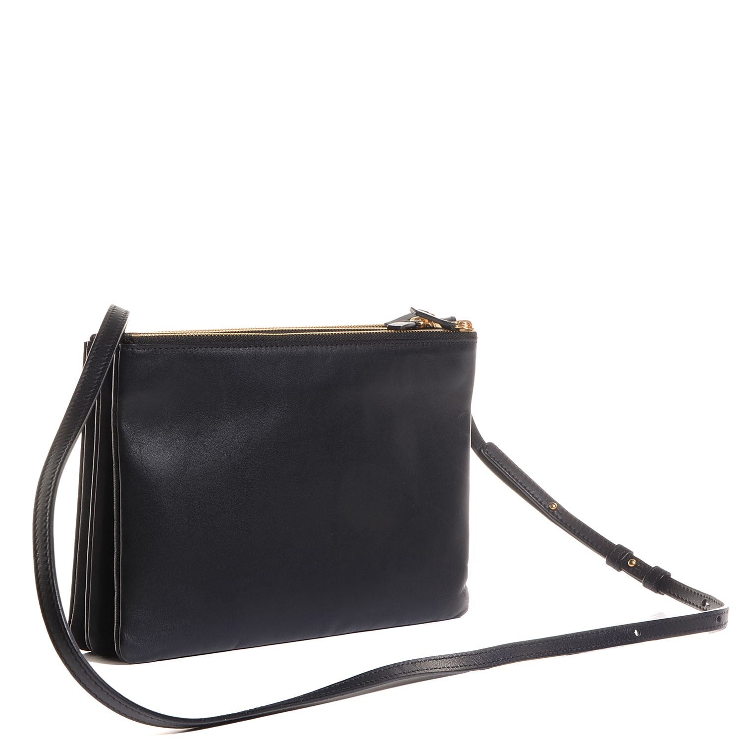 Celine Lambskin Large Trio Crossbody Bag Navy Blue 3 of 9