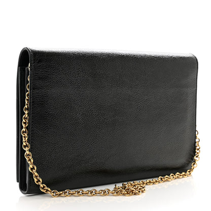 Saint Laurent Textured Patent Belle de Jour Chain Clutch Black 3 of 11