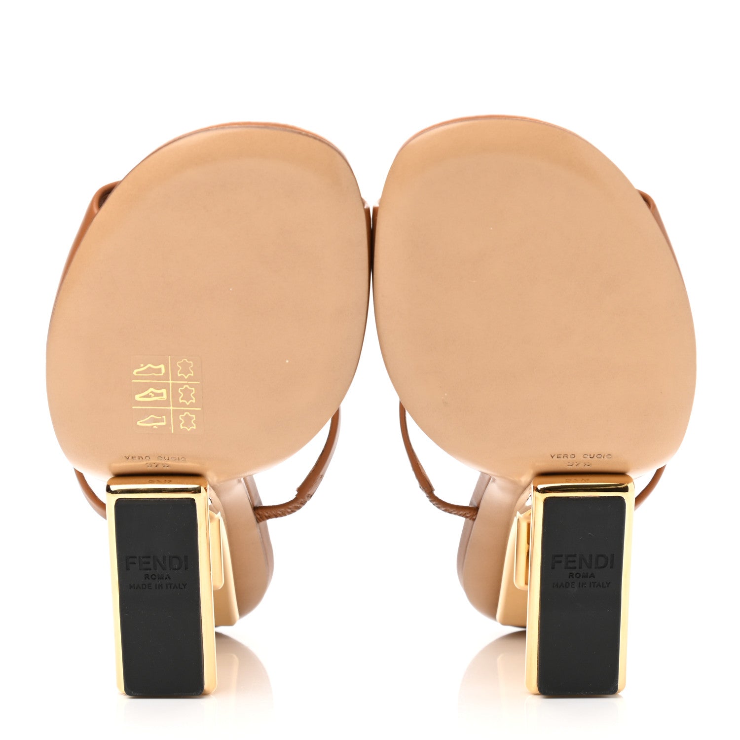 Fendi Calfskin Fendi First 95mm Slide Sandals 37.5 Caramello 13 of 16