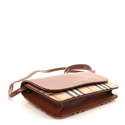 Burberry Calfskin House Check Hampshire Wallet On Chain Tan 4 of 9