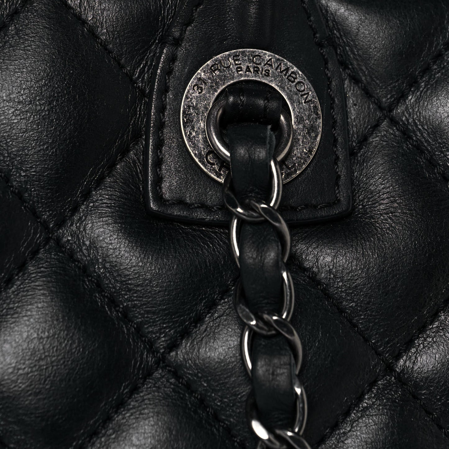 Calfskin Quilted Small Easy Shopping Tote Black