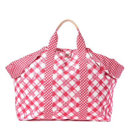 Chanel Canvas Gingham Printed CC Tote Pink White 1 of 9