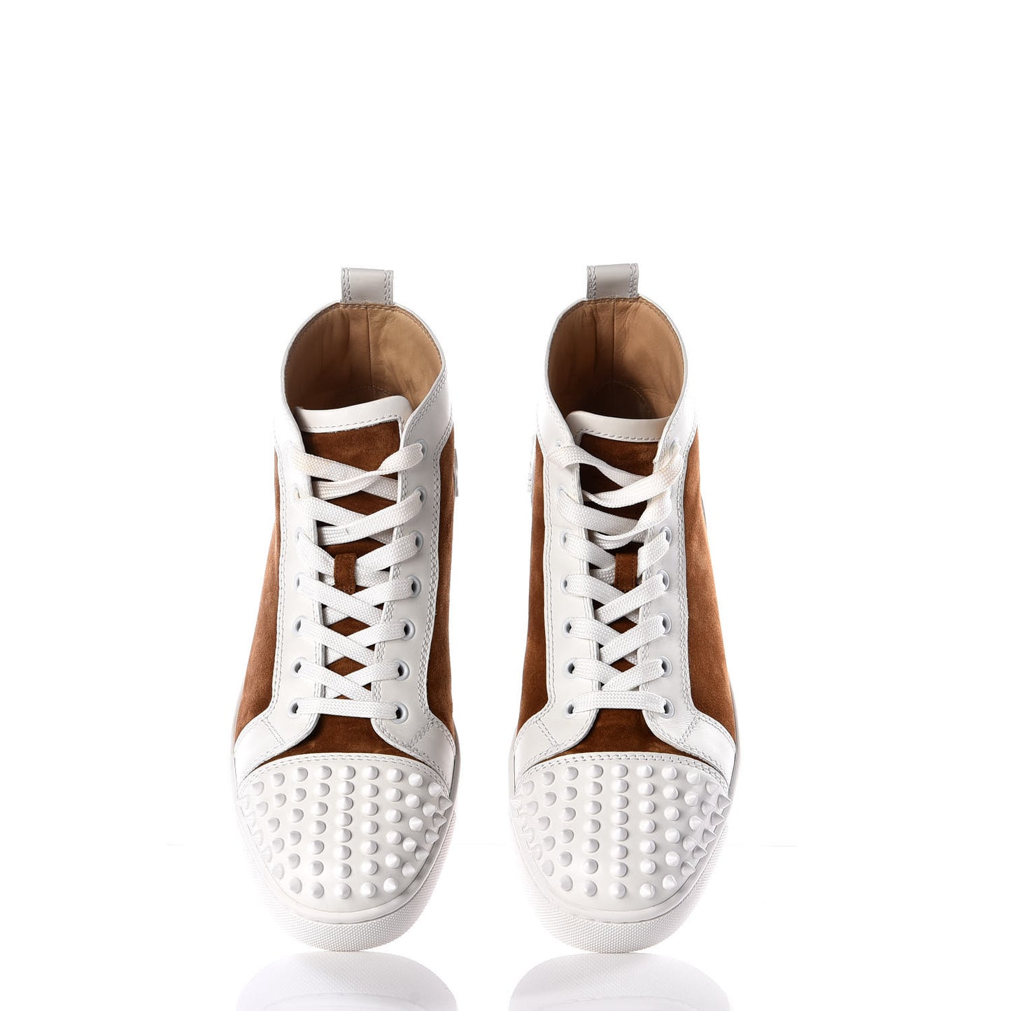 Calfskin Suede Mens Louis Spikes Flat Sneakers 41.5 White Indiana