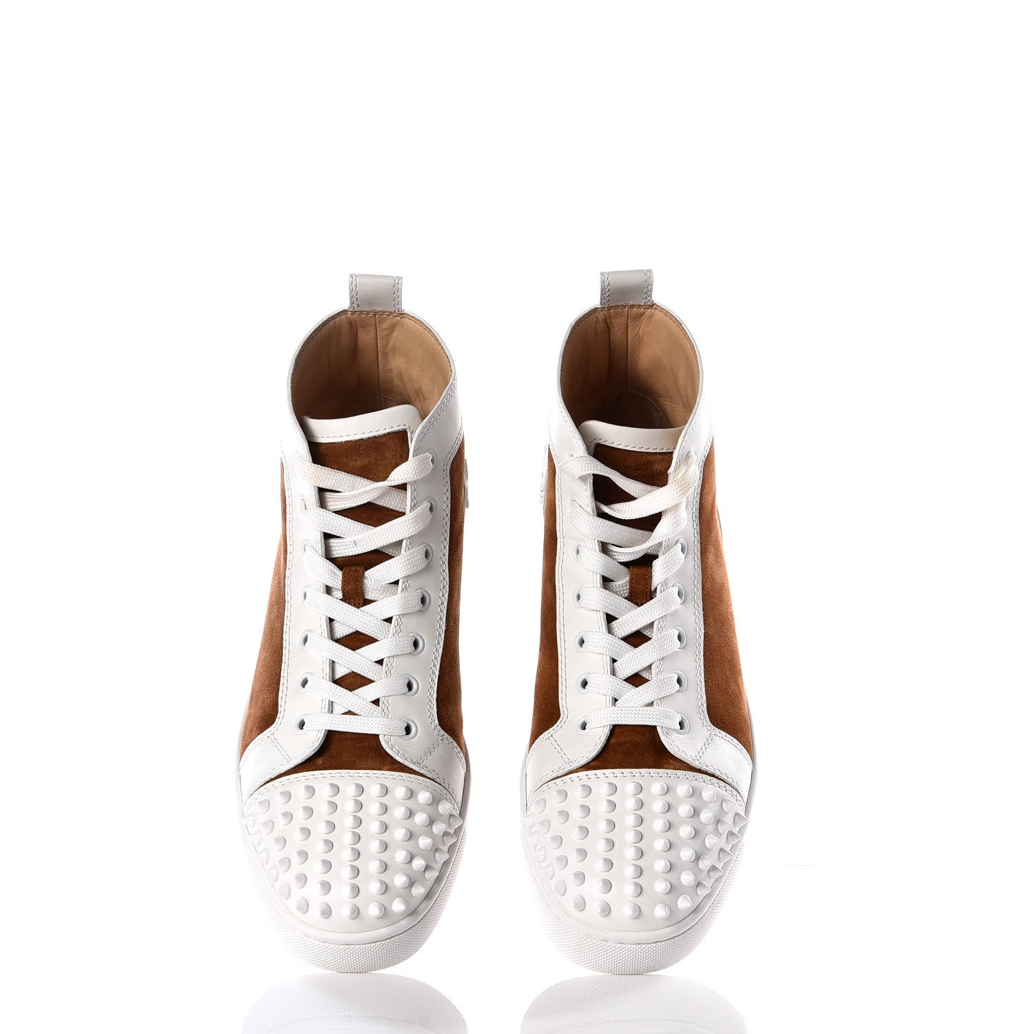 Christian Louboutin Calfskin Suede Mens Louis Spikes Flat Sneakers 41.5 White Indiana 5 of 11